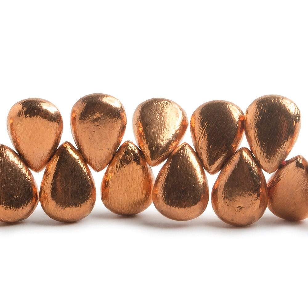 13x9mm Copper Pear Brushed Finish 8 inch 38 pcs - Beadsofcambay.com