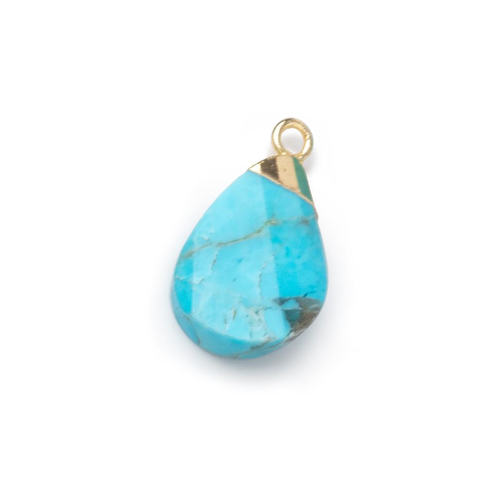 13x9mm Gold Leafed Turquoise Howlite Pear Twist Focal Pendant 1 piece - Beadsofcambay.com