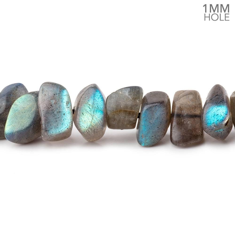 13x9mm Matte Labradorite plain nugget beads 16 inch 58 pieces 1mm Large Hole - Beadsofcambay.com