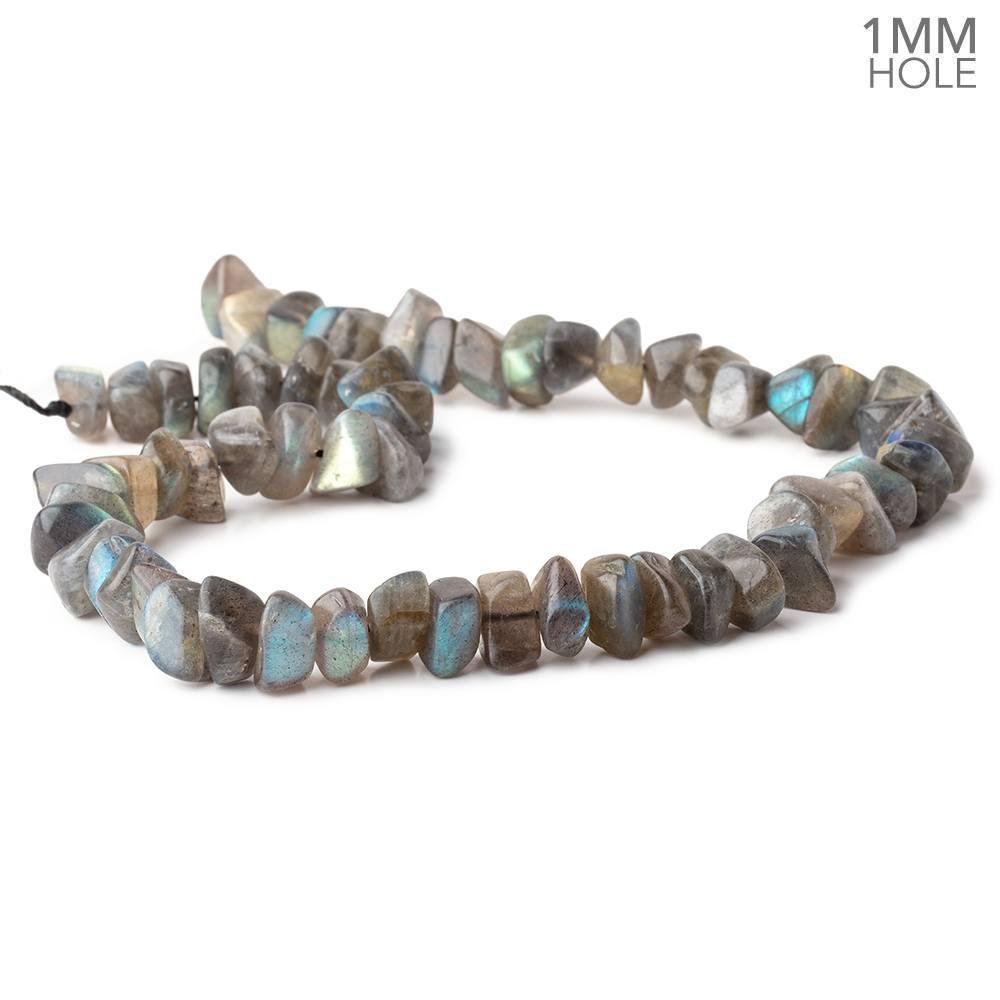 13x9mm Matte Labradorite plain nugget beads 16 inch 58 pieces 1mm Large Hole - Beadsofcambay.com
