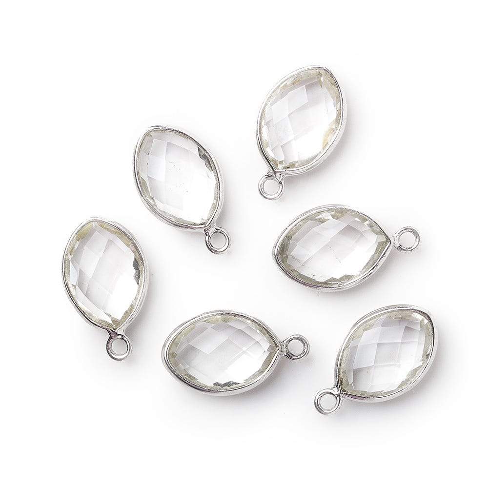 13x9mm Silver Bezel Crystal Quartz Marquise Pendant 1 piece - Beadsofcambay.com