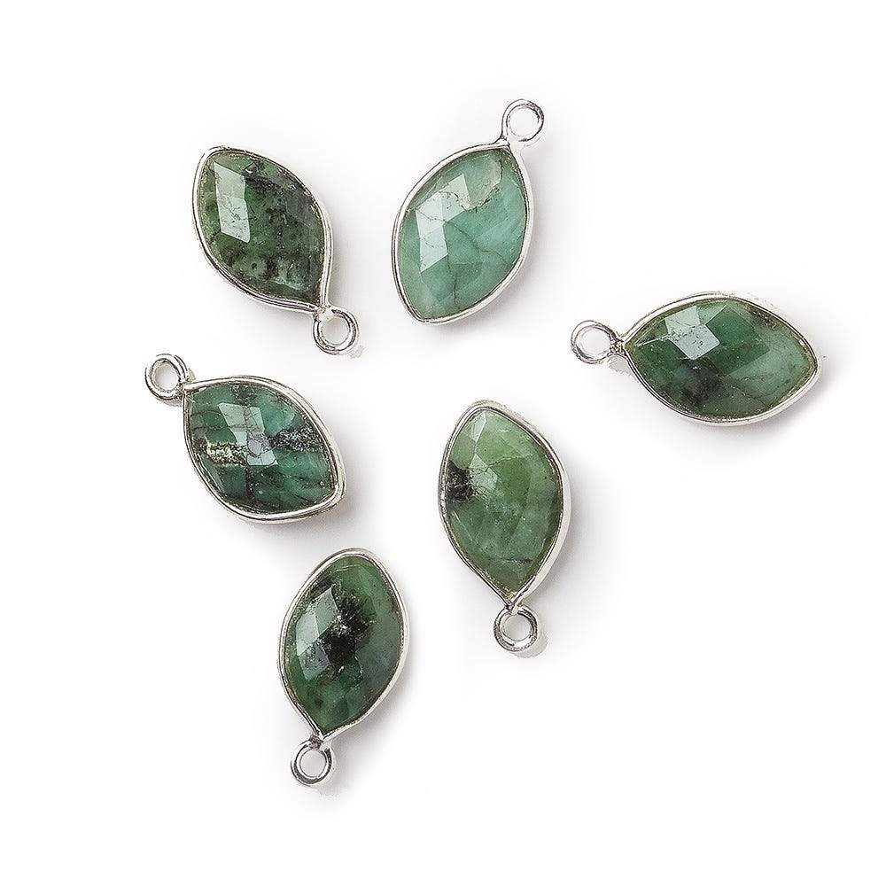 13x9mm Silver Bezel Emerald Marquise Pendant 1 piece - Beadsofcambay.com