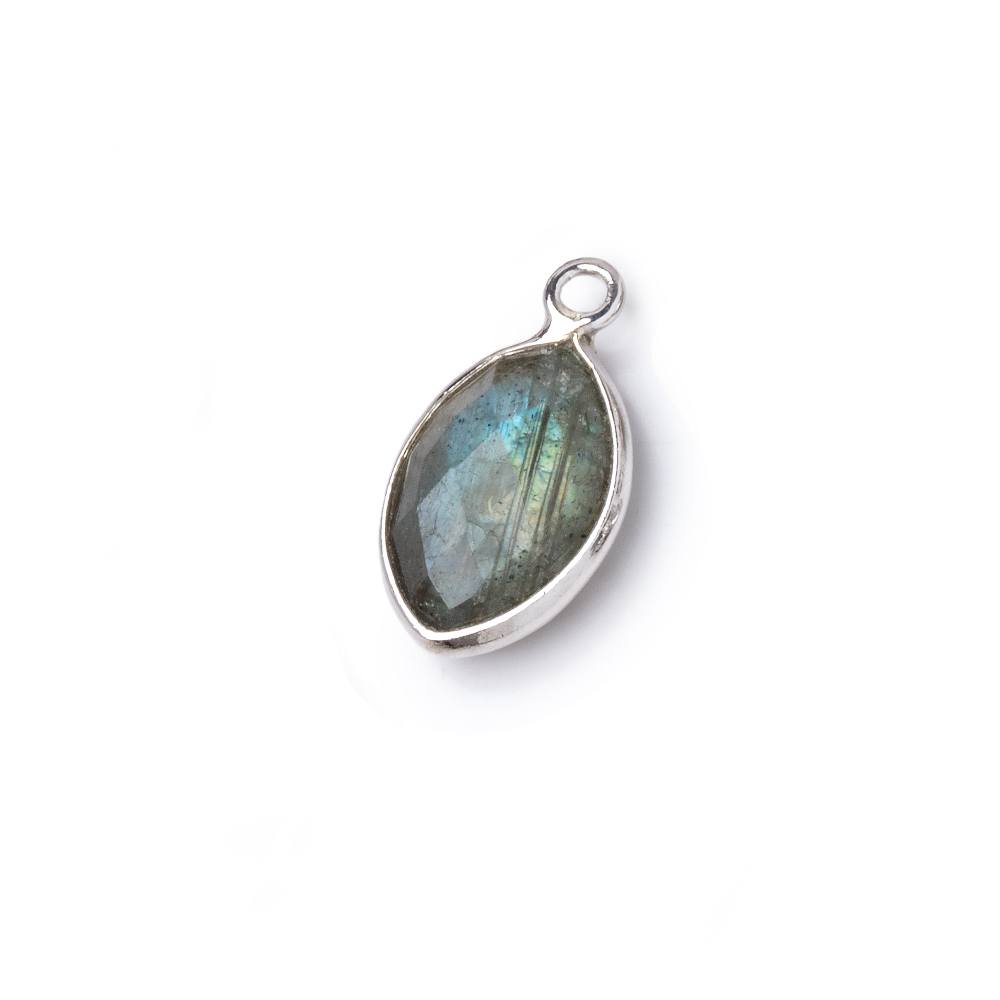 13x9mm Silver Bezel Labradorite Marquise Pendant 1 piece - Beadsofcambay.com