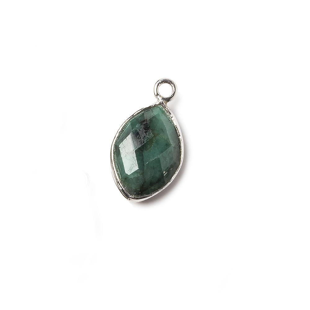 13x9mm Sterling Silver Bezel Emerald faceted marquise Petite Pendant 1 piece - Beadsofcambay.com
