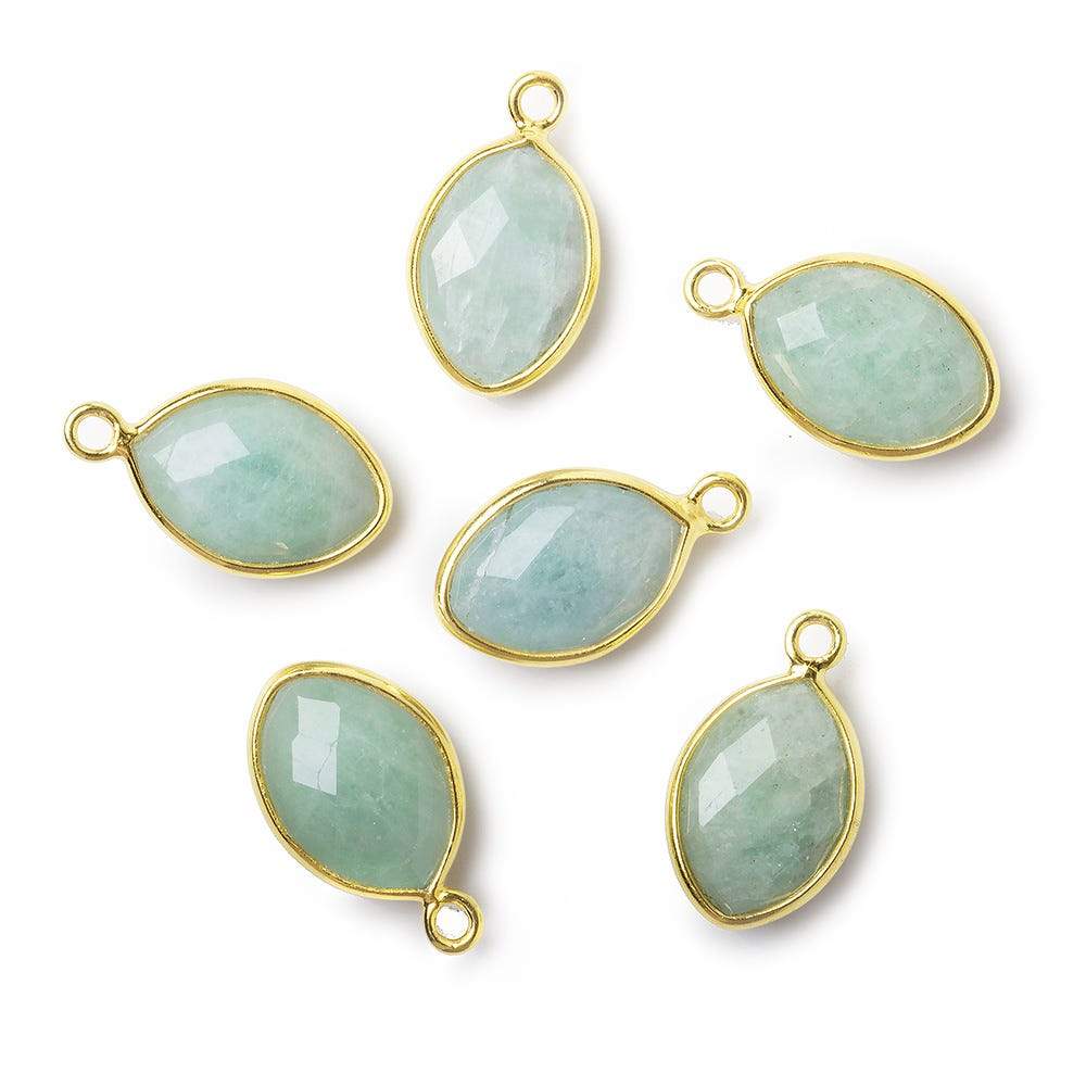 13x9mm Vermeil Bezel Aquamarine Marquise Pendant 1 piece - Beadsofcambay.com