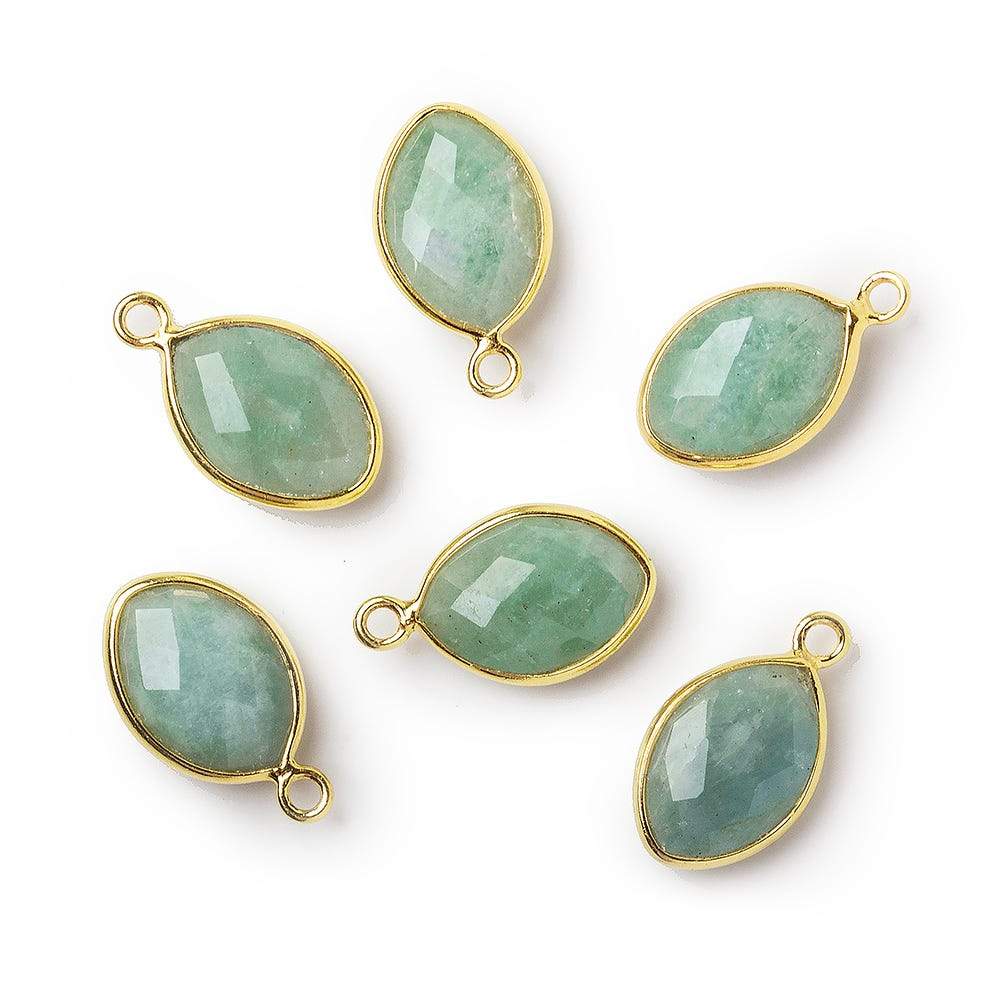 13x9mm Vermeil Bezel Dark Aquamarine Marquise Pendant 1 piece - Beadsofcambay.com