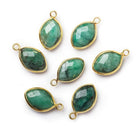 13x9mm Vermeil Bezel Emerald Marquise Pendant 1 piece - Beadsofcambay.com