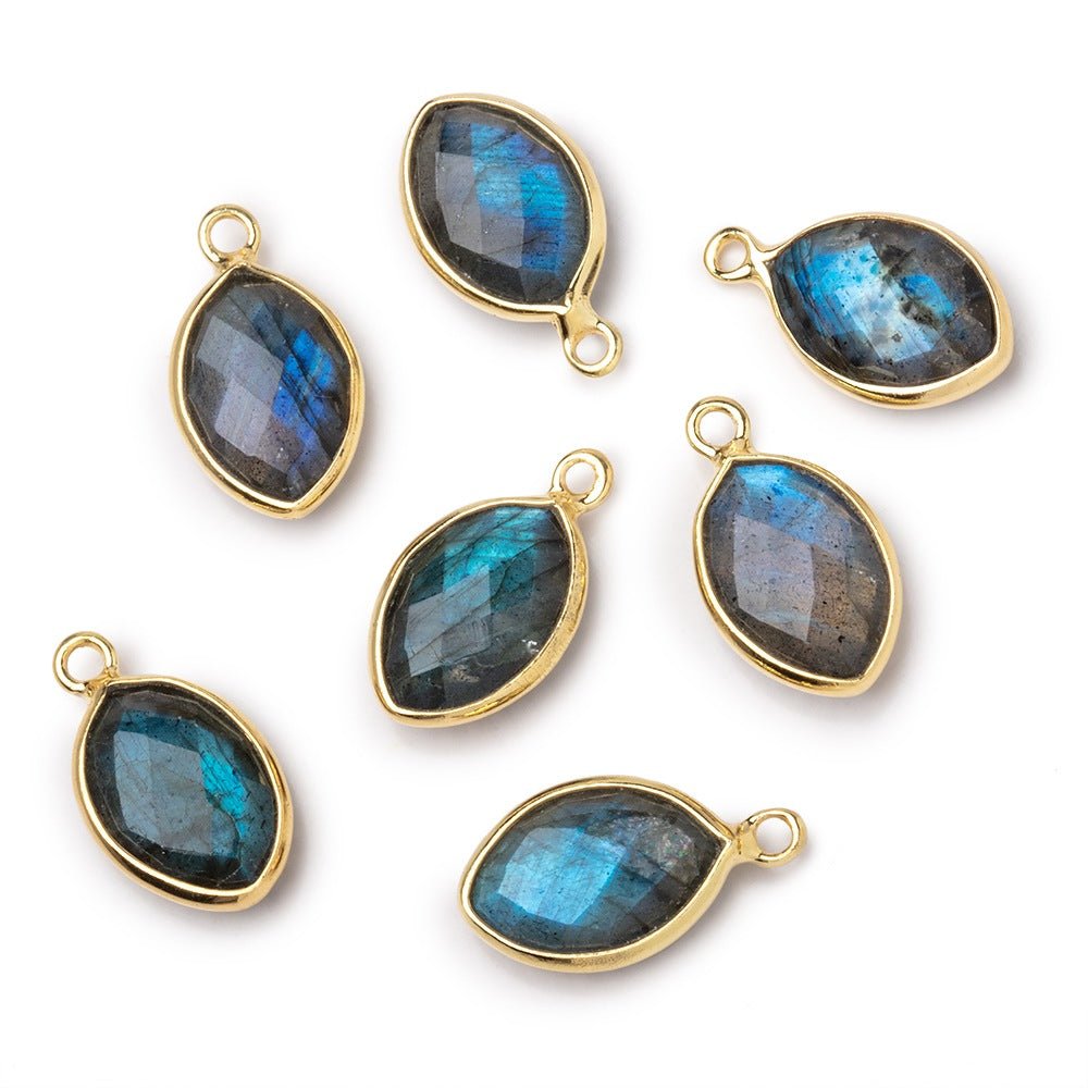 13x9mm Vermeil Bezel Labradorite Marquise Pendant 1 piece - Beadsofcambay.com
