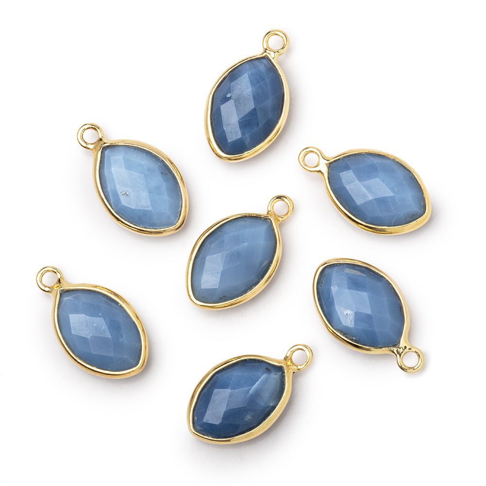 13x9mm Vermeil Bezel Owyhee Blue Opal marquise Pendant 1 piece - Beadsofcambay.com