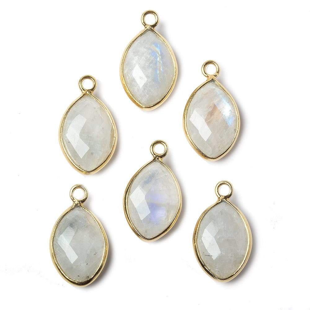 13x9mm Vermeil Bezel Rainbow Moonstone faceted marquise Petite Pendant 1 piece - Beadsofcambay.com