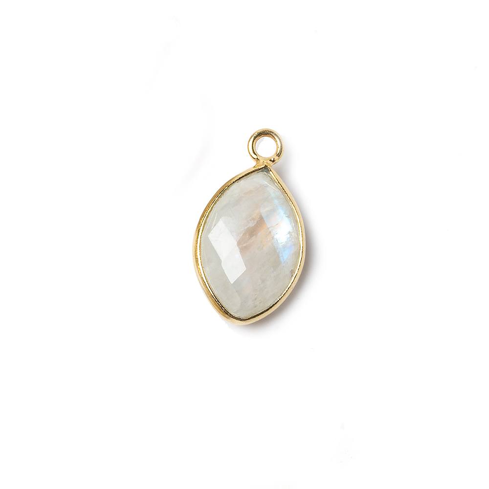 13x9mm Vermeil Bezel Rainbow Moonstone faceted marquise Petite Pendant 1 piece - Beadsofcambay.com