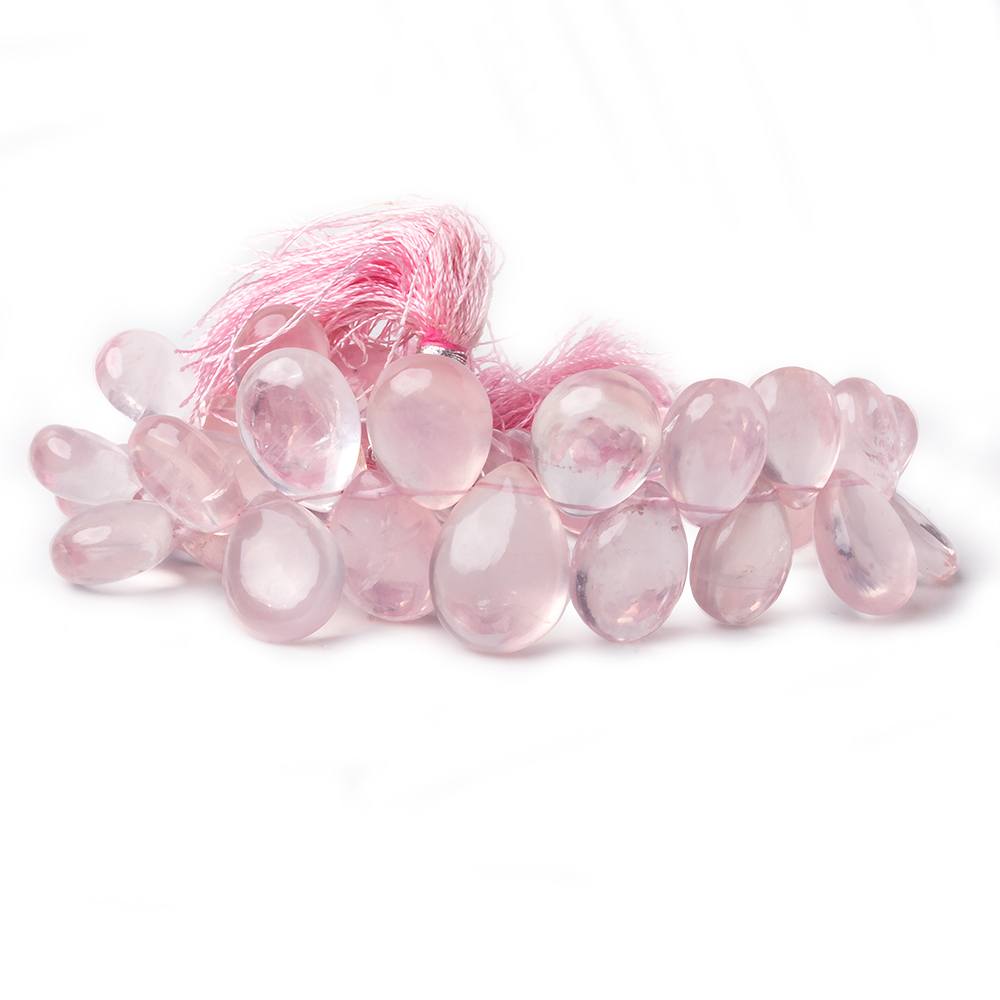 11x8x7-16x12x9mm Rose Quartz plain pear beads 8 inch 34 piece - Beadsofcambay.com