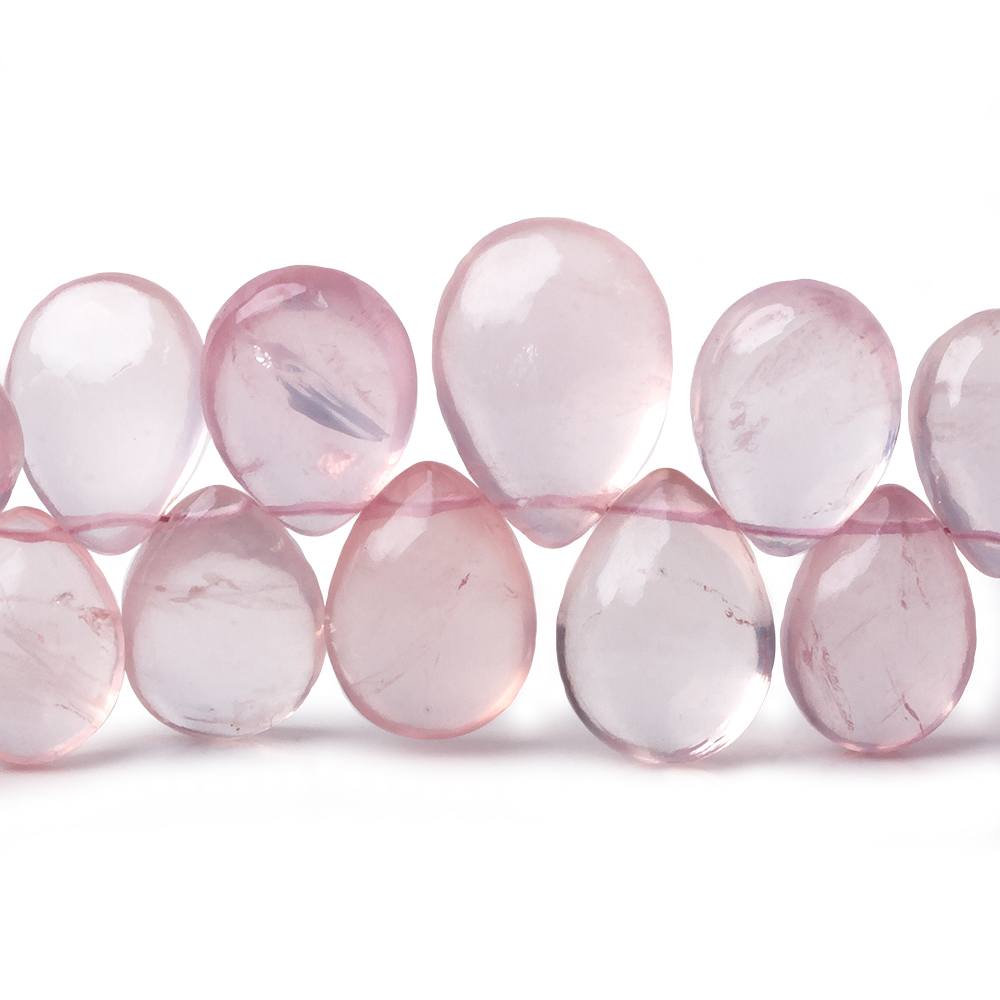 11x8x7-16x12x9mm Rose Quartz plain pear beads 8 inch 34 piece - Beadsofcambay.com