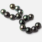 14-14.5mm Peacock Tahitian Large Hole Saltwater Pearls 4 inch 7 pieces A - Beadsofcambay.com