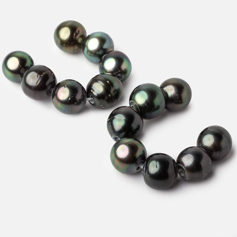 14-14.5mm Peacock Tahitian Large Hole Saltwater Pearls 4 inch 7 pieces A - Beadsofcambay.com