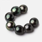 14-14.5mm Peacock Tahitian Large Hole Saltwater Pearls 4 inch 7 pieces A - Beadsofcambay.com