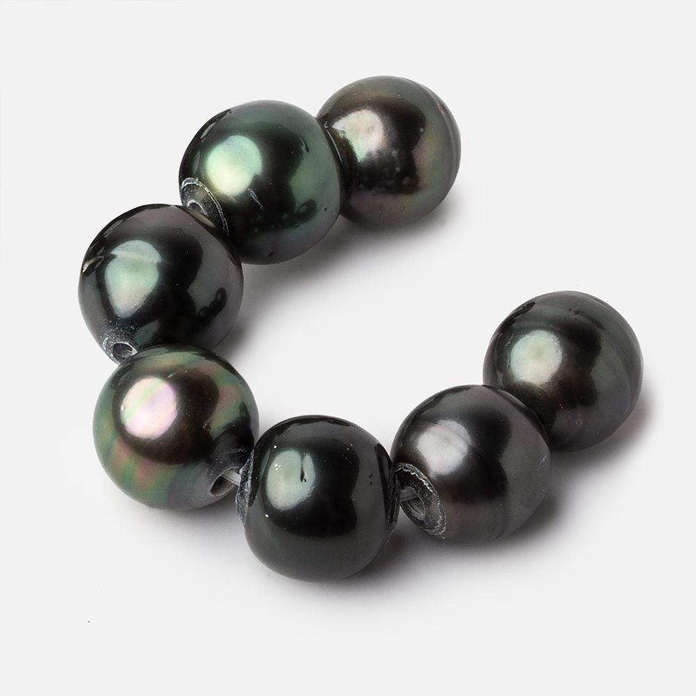 14-14.5mm Peacock Tahitian Large Hole Saltwater Pearls 4 inch 7 pieces A - Beadsofcambay.com