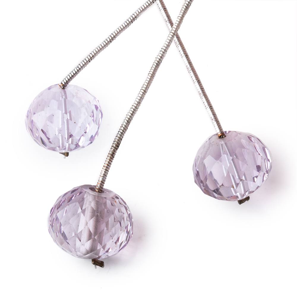 14-14.5mm Pink Amethyst Concave Faceted Rondelles Set of 3 Focal Beads - Beadsofcambay.com