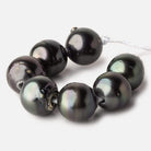 14-14.5mm Silver Peacock Tahitian Large Hole Saltwater Pearls 4 inch 7 pieces - Beadsofcambay.com