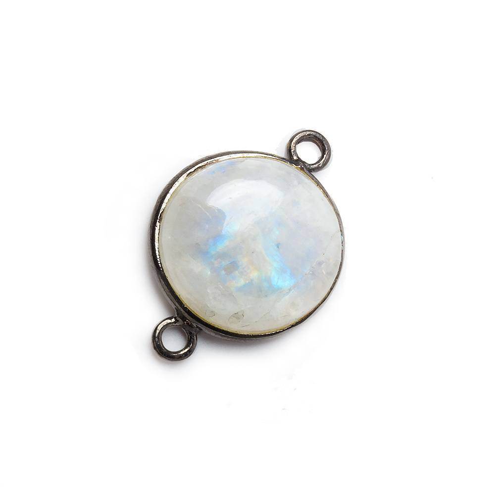 14-15mm Black Gold Bezel Rainbow Moonstone Cabochon Connector 1 piece - Beadsofcambay.com
