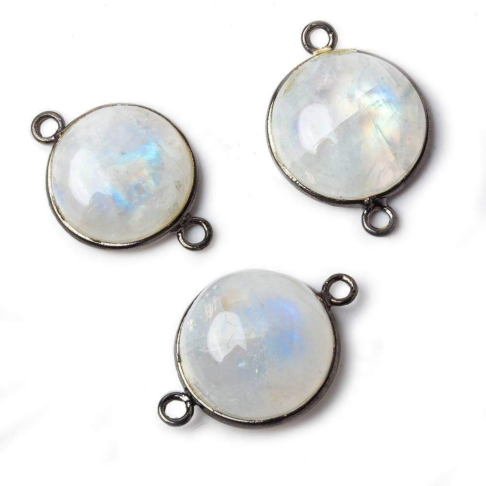 14-15mm Black Gold Bezel Rainbow Moonstone Cabochon Connector 1 piece - Beadsofcambay.com