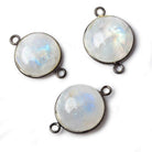 14-15mm Black Gold Bezel Rainbow Moonstone Cabochon Connector 1 piece - Beadsofcambay.com