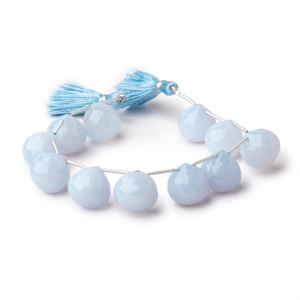 14-15mm Pale Turkish Chalcedony Faceted Candy Kiss Beads 7 inch 11 pieces - Beadsofcambay.com