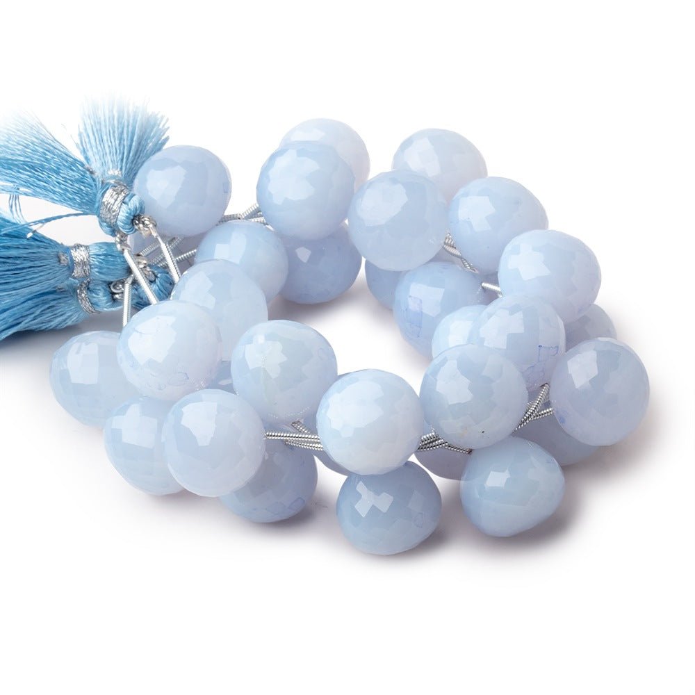 14-15mm Pale Turkish Chalcedony Faceted Candy Kiss Beads 7 inch 11 pieces - Beadsofcambay.com