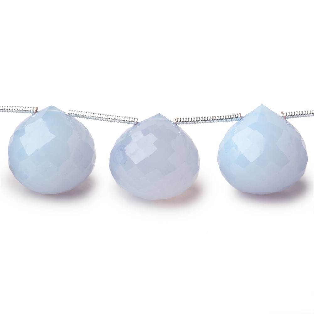 14-15mm Pale Turkish Chalcedony Faceted Candy Kiss Beads 7 inch 11 pieces - Beadsofcambay.com