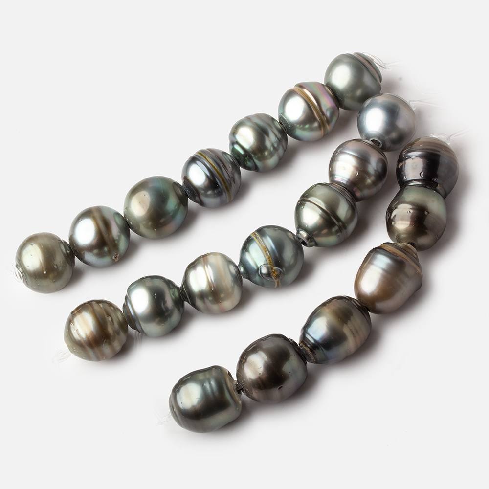 14-15mm Ringed Tahitian Saltwater 2mm Large Hole Pearls 3.5 inches 6 pieces - Beadsofcambay.com