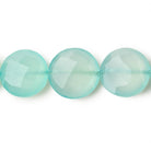 14-15mm Seafoam Blue Chalcedony faceted coins 8 inch 14 beads - Beadsofcambay.com