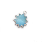 14-15mm Silver Leafed Blue Drusy Star Burst Pendant 1 focal piece - Beadsofcambay.com