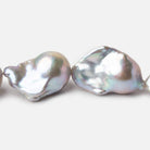 14-15mm Silver Ultra Baroque Freshwater Pearls 15.5 inch 15 pcs .8mm drill hole AAA - Beadsofcambay.com