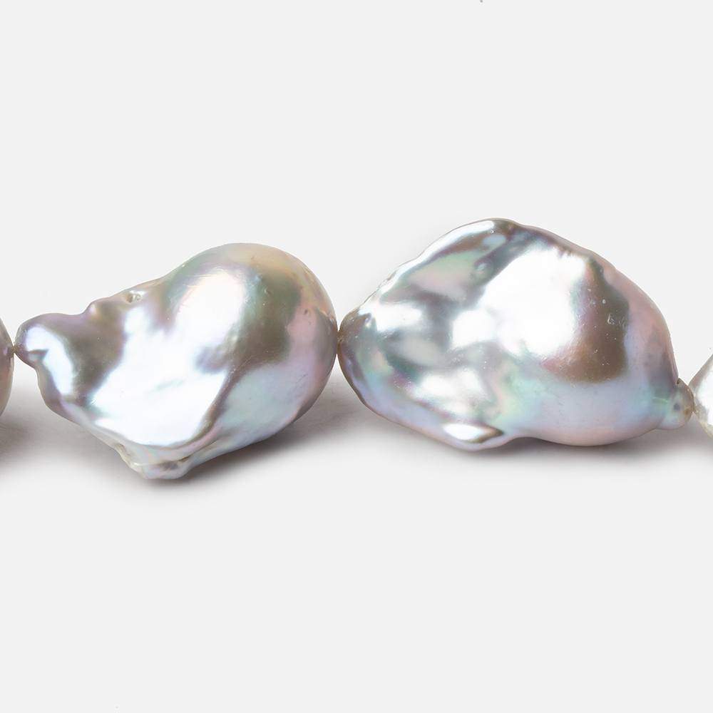 14-15mm Silver Ultra Baroque Freshwater Pearls 15.5 inch 15 pcs .8mm drill hole AAA - Beadsofcambay.com