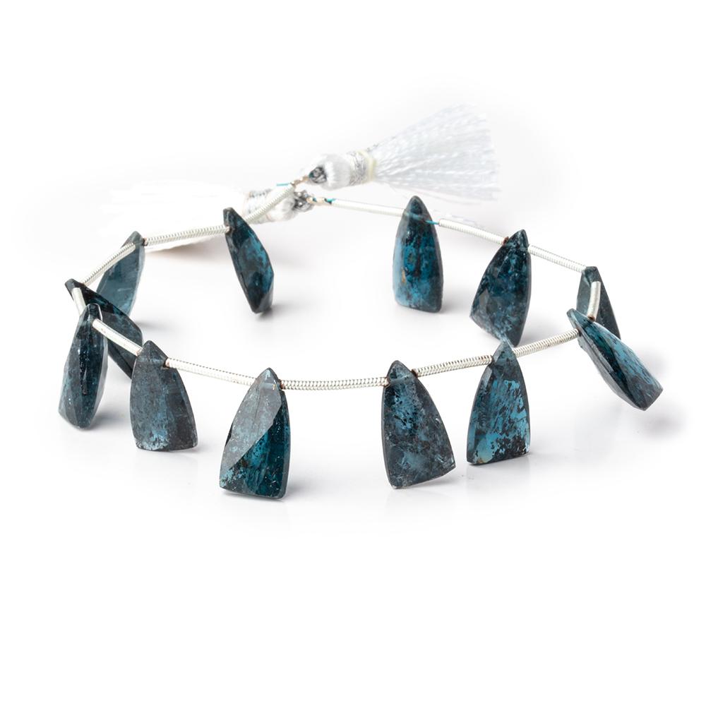14-15mm Teal Moss Kyanite Pavilion Faceted Triangle Beads 6 inch 11 pieces - Beadsofcambay.com
