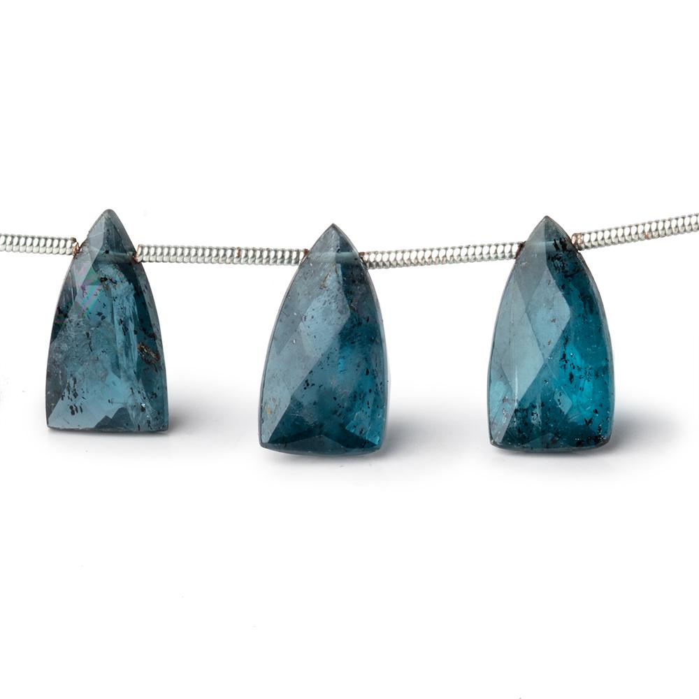 14-15mm Teal Moss Kyanite Pavilion Faceted Triangle Beads 6 inch 11 pieces - Beadsofcambay.com