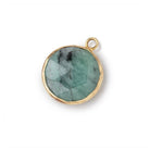 14-15mm Vermeil Bezel Emerald Faceted Coin Pendant 1 piece - Beadsofcambay.com