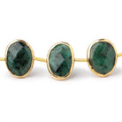 14-15mm Vermeil Bezel Emerald Faceted Nuggets 6 inch 9 Beads - Beadsofcambay.com