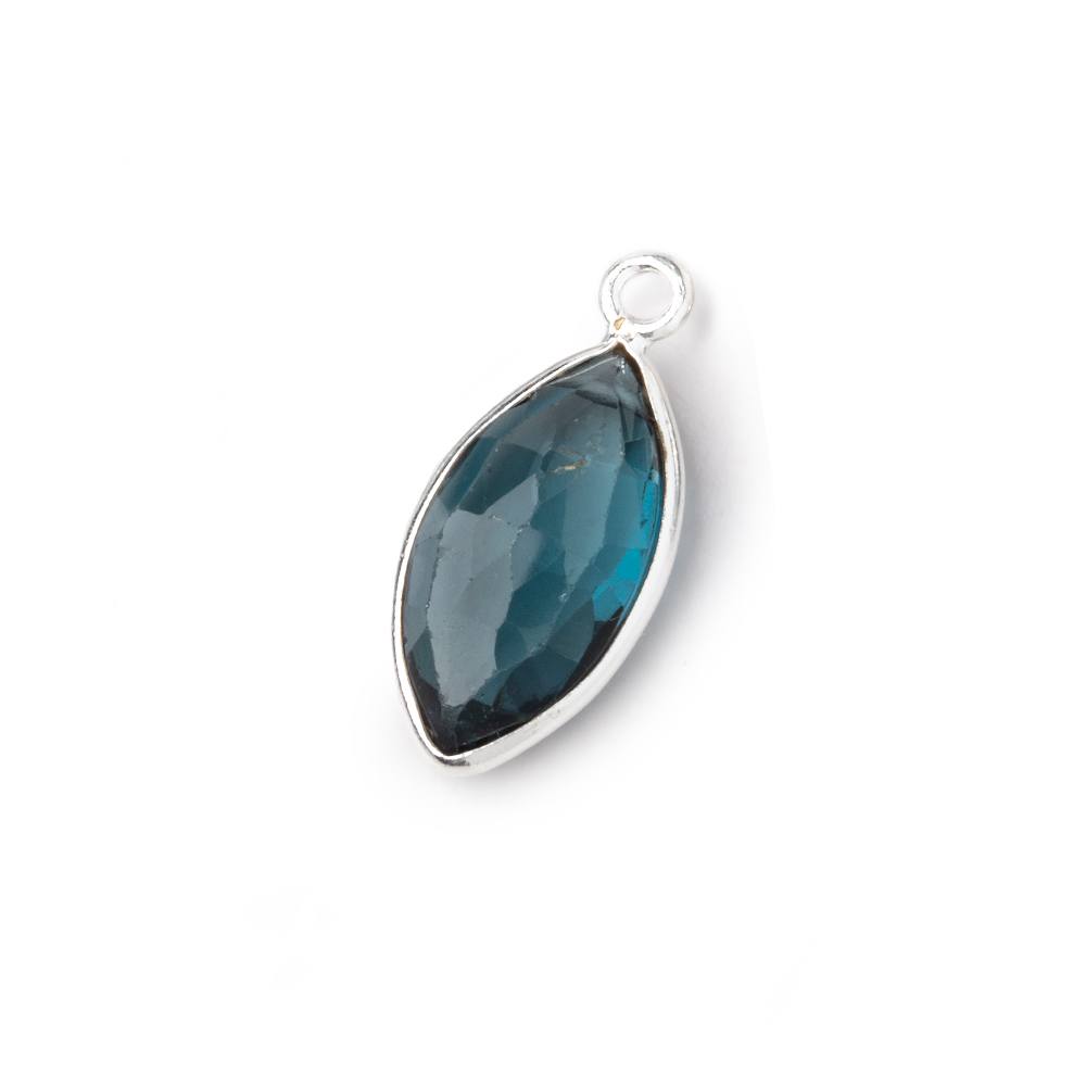 14-16mm .925 Silver Bezel London Blue Topaz Faceted Marquise Pendant 1 piece AAA - Beadsofcambay.com