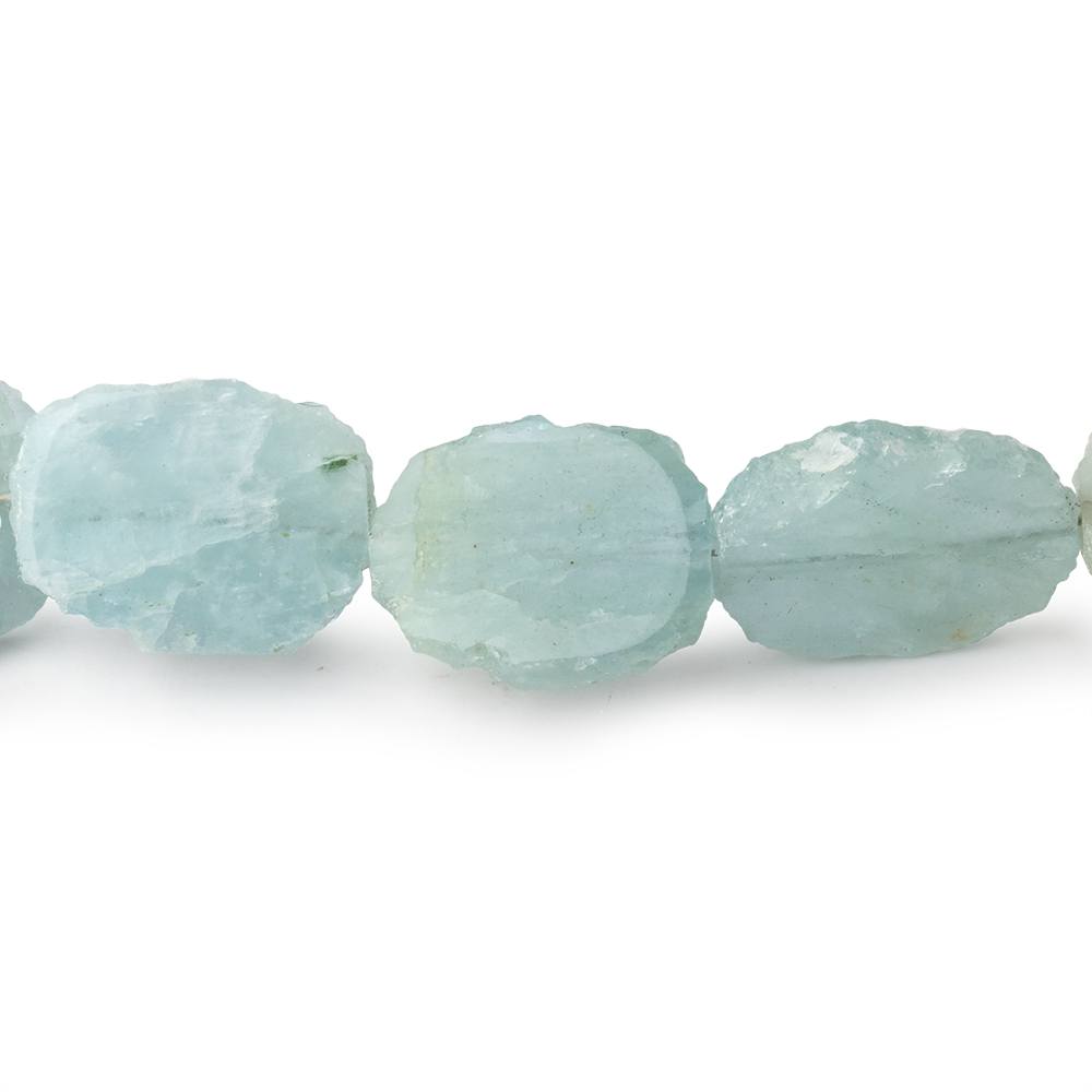 14-16mm Aquamarine Straight Drill Slice Beads 8 inch 13 pieces - Beadsofcambay.com
