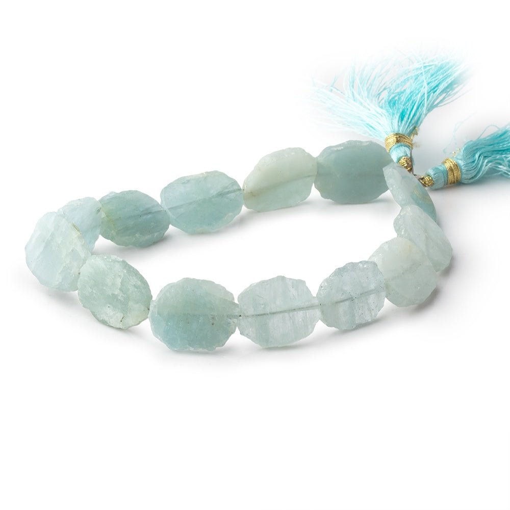 14-16mm Aquamarine Straight Drill Slice Beads 8 inch 13 pieces - Beadsofcambay.com