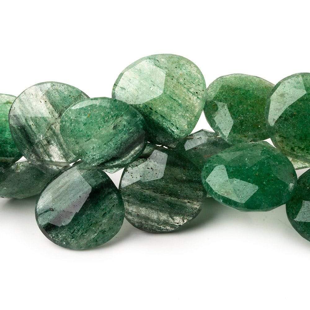 14-16mm Green Aventurine Faceted Heart Beads 5 inch 21 pieces - Beadsofcambay.com