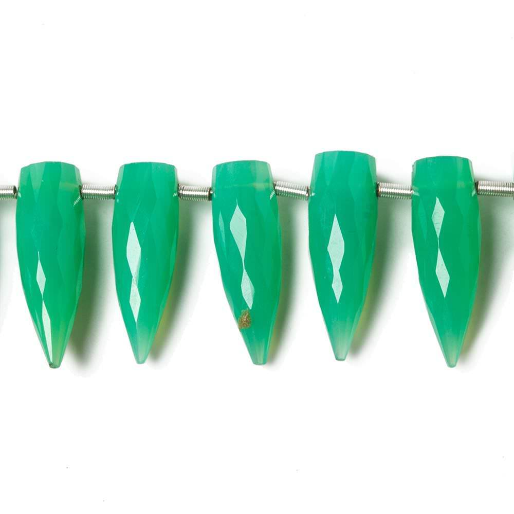 14-16mm Green Onyx Faceted Fancy Beads 8 inch 26 pieces - Beadsofcambay.com