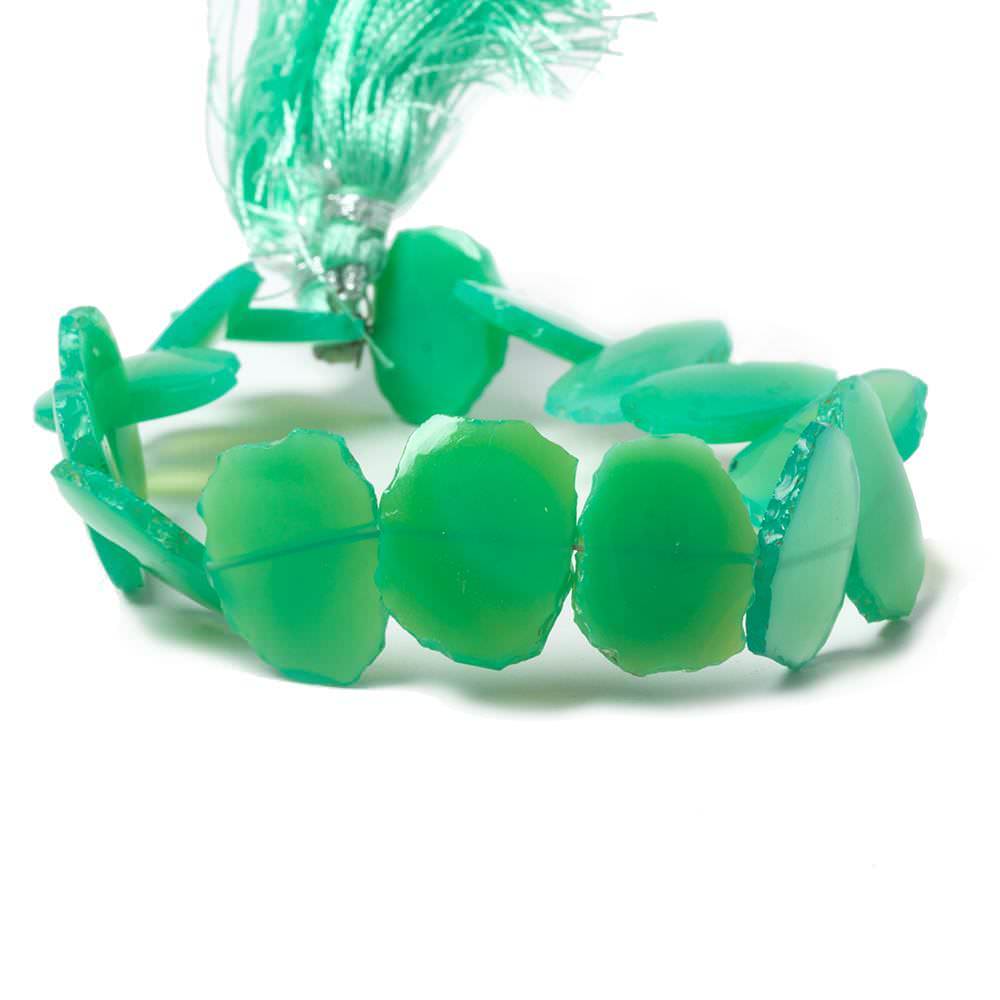 14-16mm Green Onyx Plain Free Form Beads 8 inch 15 pieces - Beadsofcambay.com