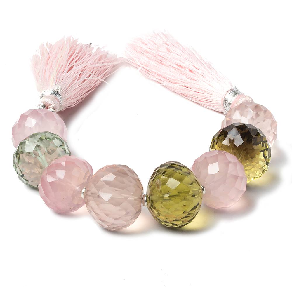 14-16mm Multiple Quartz concave faceted rondelle beads 4 inch 8 pieces AAA - Beadsofcambay.com
