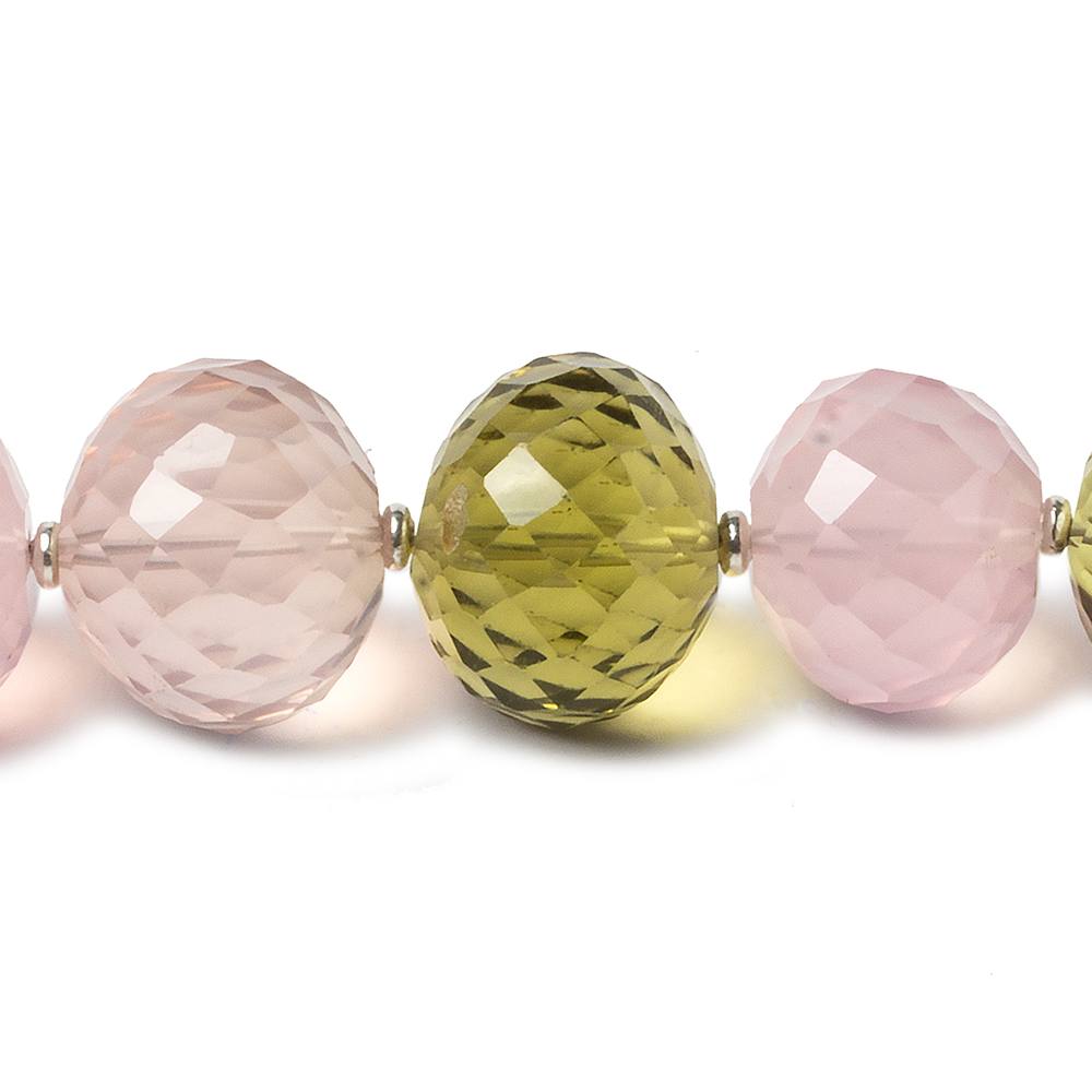14-16mm Multiple Quartz concave faceted rondelle beads 4 inch 8 pieces AAA - Beadsofcambay.com