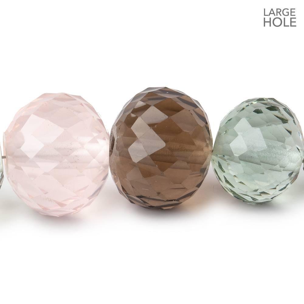 14-16mm Multiple Quartz Concave Large Hole Faceted Rondelles 6 Beads AAA - Beadsofcambay.com