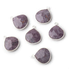 14-16mm Sterling Silver Bezel Turkish Purple Jade Heart Focals 1 piece - Beadsofcambay.com