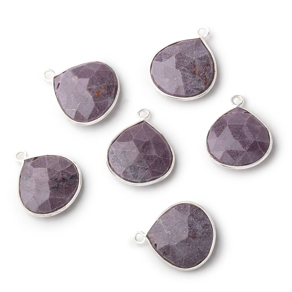 14-16mm Sterling Silver Bezel Turkish Purple Jade Heart Focals 1 piece - Beadsofcambay.com