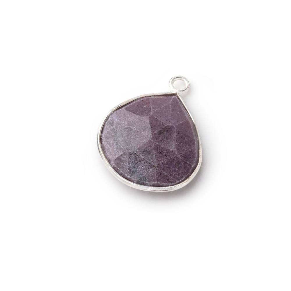 14-16mm Sterling Silver Bezel Turkish Purple Jade Heart Focals 1 piece - Beadsofcambay.com